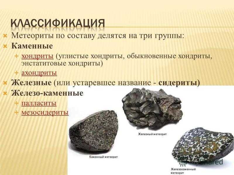 Виды метеоритов по химическому составу