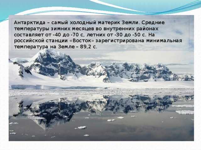Сочинение самый холодный материк на земле (антарктиды)